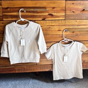 NWT Colored Organics Kids Cream Shirt Set